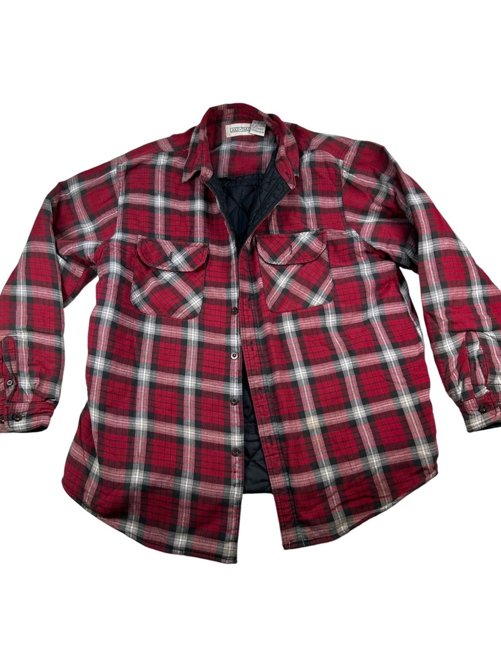 Red Plaid Flannel Jacket with Deadpool Back Patch - "Believe In Yourself" Size L - Picture 3 of 8